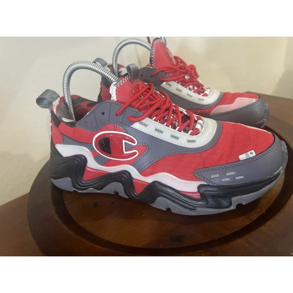 Champion Hyper C Flood Scarlet Gray Black Mens‎ 9 .5 Sneakers Trainers Athletic